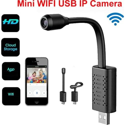 HD U21 Smart Mini Wifi USB Camera Real-time Surveillance IP Camera AI Human Detection Loop Recording Mini camera Support 128G
