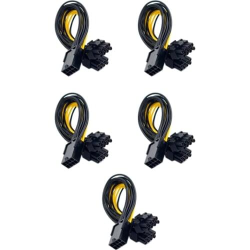 Quality 5Pcs/Lot PCI-E PCIE 8P Female to 2 Port Dual 8Pin 6+2P Male GPU Image Video Card Miner Power Extension Cable Cord