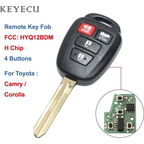 Keyecu Remote Car Key Fob 4 Buttons H Chip for Toyota Camry Corolla 2014 2015 2016 2017 2018 FCC ID: HYQ12BDM