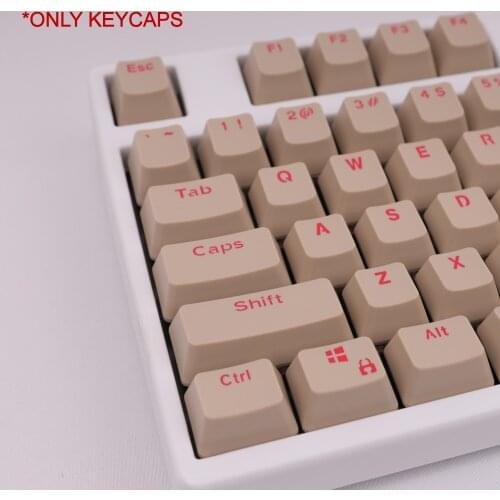 Keycaps for Mechanical Keyboard Khaki Color Red Character OEM Profile Height 104 Key for 60% 68% 80% GK61 SK61 Anne Pro 2 PC