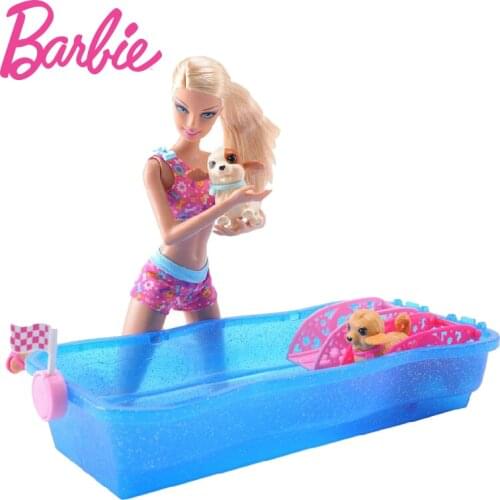 Barbie Doll Swim & Race Pups Dog Swimming Game X8404 Princess Clothes Girl New Year Christmas Gift Toy