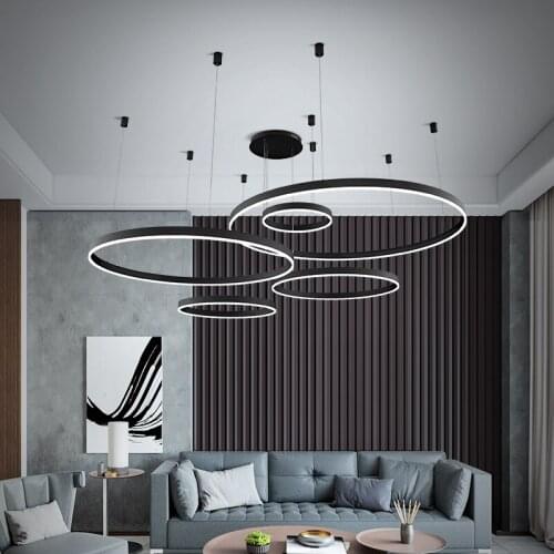 Living room chandelier simple modern atmosphere home LED creative personality restaurant ring hall top light net red light
