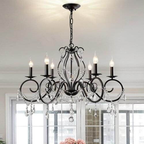 Chandelier modern Lamp Dining Room Chandelier Black industrial chandeliers Crystal Lighting Kitchen Novelty Light Fixtures