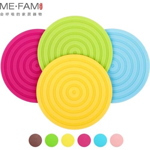ME.FAM 6 Pieces 10cm Round Ripples Silicone Mats Non Slip Cups Pads Heat Resistance Coasters For Cafe Kitchen Restaurant Office