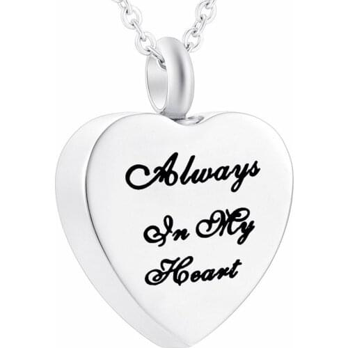 Fashion Heart Cremation Jewelry Urn Necklace For Ashes Keepsake Gift Funeral Pendant Always in My Heart