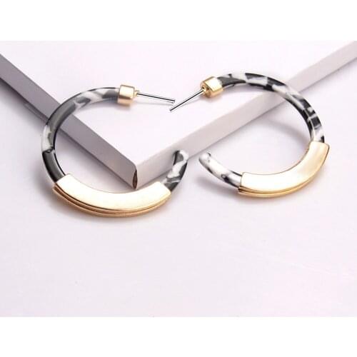 Trendy Acrylic Hoop Earrings Ladies Leopard Resin Earrings Acetate Semi-circular Earrings C-shaped Earrings Jewelry Dropship