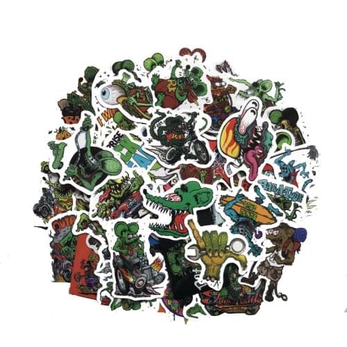 50Pcs Rat Fink Stickers For Snowboard Laptop Luggage Car Fridge DIY Styling Vinyl Home Decor