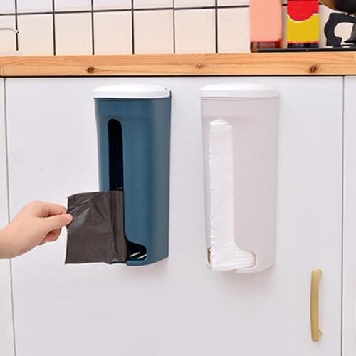 Wall-mounted Garbag Bag Holder Plastic Trash Bag Storage Box Removable Cotton Pad Container Home Kitchen Bathroom Accessories