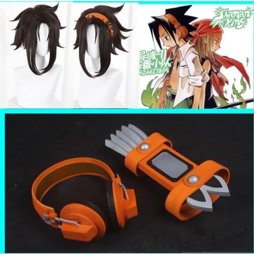 Anime SHAMAN KING Yoh Asakura Cosplay Necklace Hand Armor Weapon Earphone Headphone Yoh Asakura wigs hair Cosplay Costume Props