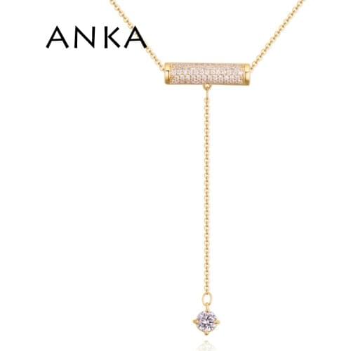 ANKA luxury cubic zirconia long pendant necklace for women charm zircon pendants necklaces vintage color jewelry #130965