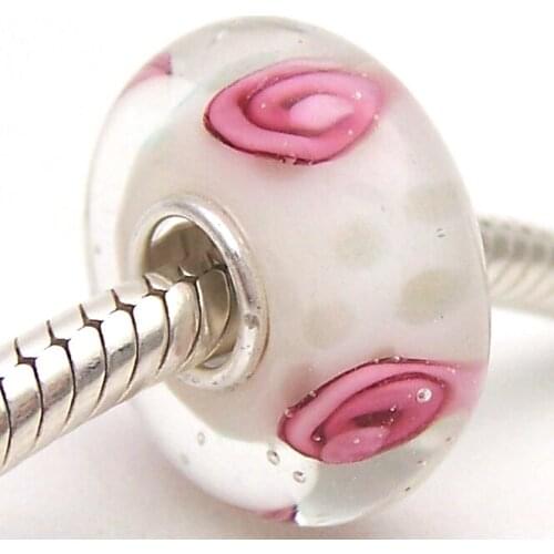 PJG2693 100% S925 Sterling Silver Beads Murano Glass beads Fit European Charms Bracelet charms diy jewelry Lampwork GlassBeads