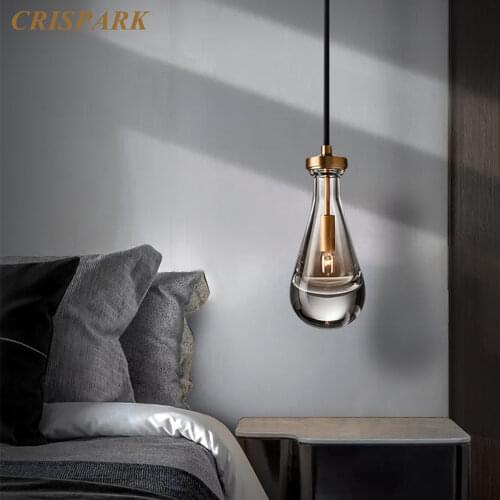 Modern Raindrop Pendant Lamp LED Glass Bedside Hanging Light Home Decor Kitchen Island Suspension Light Fixture Bedroom Lamp