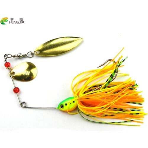 HENGJIA Spinner Fishing Lure 16.3g Weever Carp Rubber Jig Head Spinnerbaits Metal Spoon Buzzbaits Silicon Rubber Skirt Sequins
