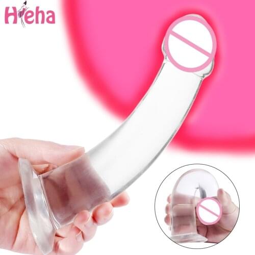 Realistic Strap-on Dildo with Strong Suction Cup Erotic Jelly Anal Dildo Sex Toys for Woman Artificial Penis G-spot Simulation