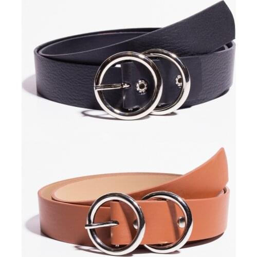 Womens Brown-black Double-Ring 2'li Belt Trend Fashion Women 'S Belt Special Production Women 'S Belt