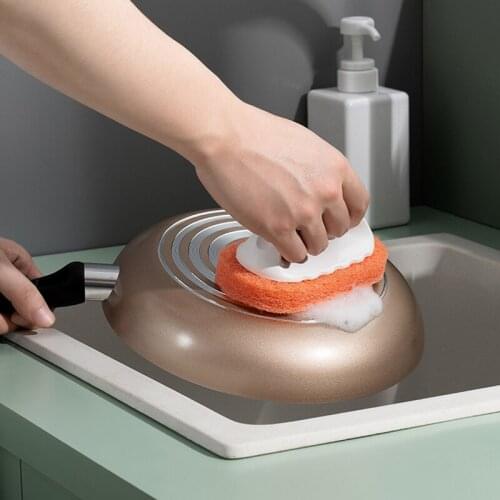 Handle Cleaning Brush Household Decontamination Dishwash Pot Bathtub Tile Floor Sponge Kitchen Clean Brush Wipe Sponge