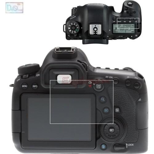 Self-adhesive Glass / Film Main LCD Screen Protector + Info Top Shoulder Cover for Canon EOS 6D Mark II Mark 2 Markii Camera