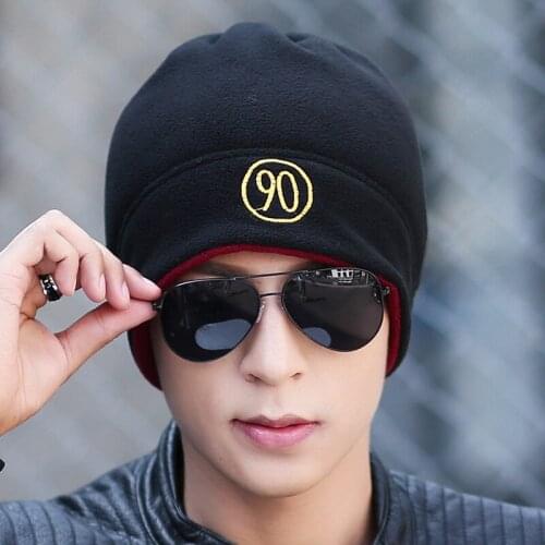 New Coral Fleece Scarf Hats Winter Beanies Soft For Mens Black Warm Breathable Wool Knitted Winter Hat Letter Double Layers Caps