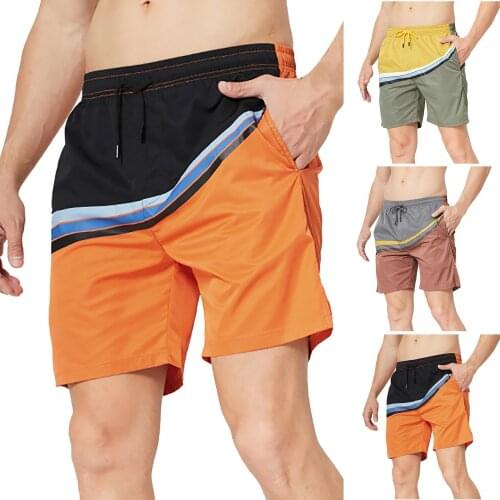 New Mens Shortscontrast Color Loose Sports Running Fitness Five-point Beach Shorts Sports Suits Surf Board Shorts Men Shorts