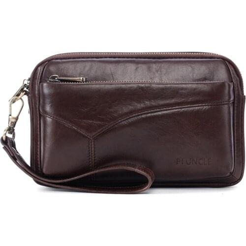 Genuine Leather Men Clutch Bag Large Capacity Men Wallets Cell Phone Pocket High Quality Multifunction Handbag For Men