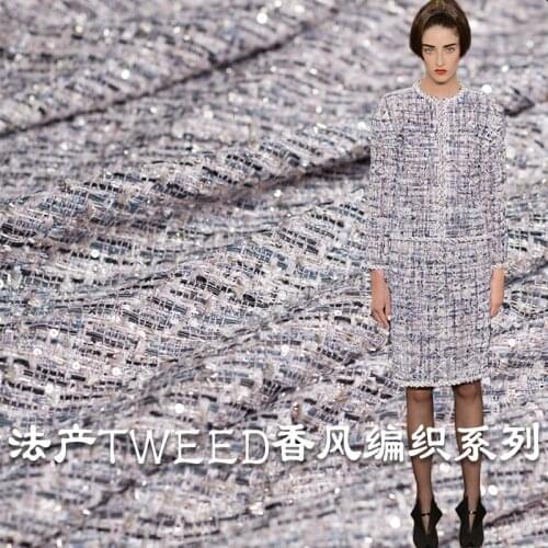 The Cloth Purple Squin Tweed Colour Style Garment Materials Spring Suit Dress Skirt DIY clothes fabrics Freeshipping