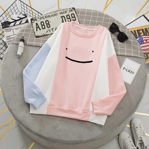 Color Block Hoodie Smiley Face Unisex Hoodies Long Sleeve Sweatshirt for Women Graphic Sweatshirt Kawaii Fashion Tops Female
