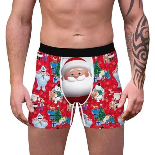 Funny Novelty Boxer Shorts Soft Panties Mens Brand Underpants Male Boxershorts 3D Santa Claus Print Sexy Humorous Underwear