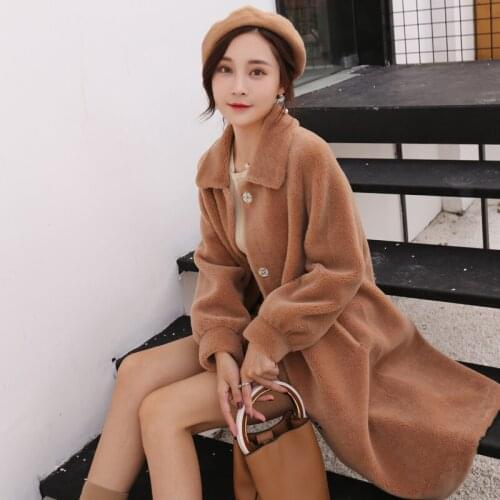 Sheep Natural Shearing Jacket Women Real Fur Wool Parka Long Overcoat Autumn Winter Coat Female Spring Clothes LWL244772
