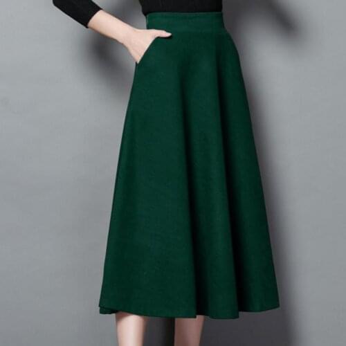 2021 New Winter Skirt Autumn Fashion Women Long Woolen Skirts A-line Wool Skirts Casual Big Swing Skirt plus size 2XL
