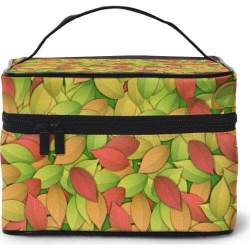 Women Makeup Bags cosmetic bag Toiletries Organizer Travel Storage Bag Colorful Autumn Leaves
