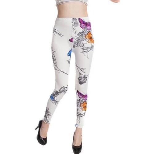 10pcs/lot european style female casual print legging lady elastic butterfly ankle length legging free size