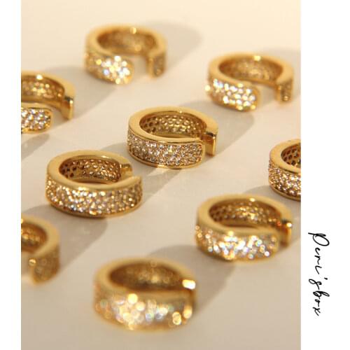 PerisBox Single Piece Wide Clip Earrings without Piecing CZ Stone Geometric Earrings for Women Minimalist Ear Cuff 2020 Trendy