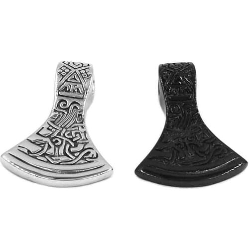 Norse Viking Axe Pendant Stainless Steel Jewelry Silver color Black Thor Hammer Celtic Knot Biker Men Pendant Wholesale 387SEB