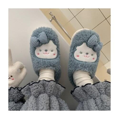Winter Warm man & women Home slippers Animal dog short plush Slippers female Thermal Soft Cotton indoor shoes Lovers slippers
