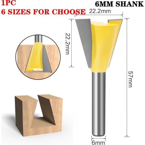 1Pc 6mm Shank Dovetail Milling Cutters C3 Grade Tungsten Router Bits For Wood Carving Woodworking Tools