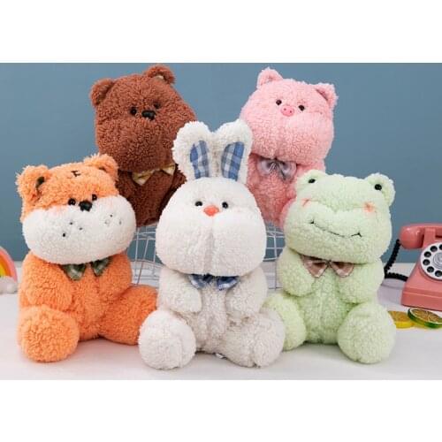 23cm Cartoon Plush Doll Tiger&Pig& Bear&Rabbit&Frog Animal Toy Children Comfort Doll Soft Pillow Sofa Cushion Boy Girl Baby Gift