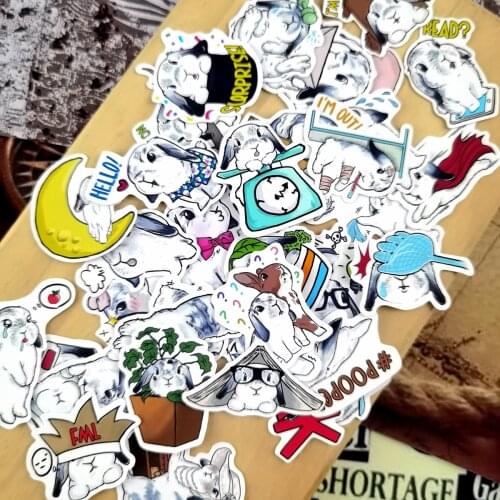 40pcs Thin Paper Kawaii Rabbit Sticker Dry Glue Notebook Planner Scrapbook DIY Letter without Waterproof