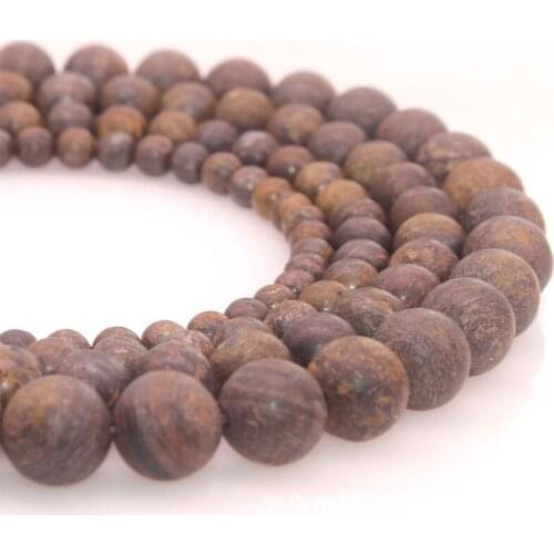 6-12mm Natural Round Matte Frost Brown Bronzite Beads For Jewelry Making Beads Bracelets 15'' Needlework DIY Beads Trinket