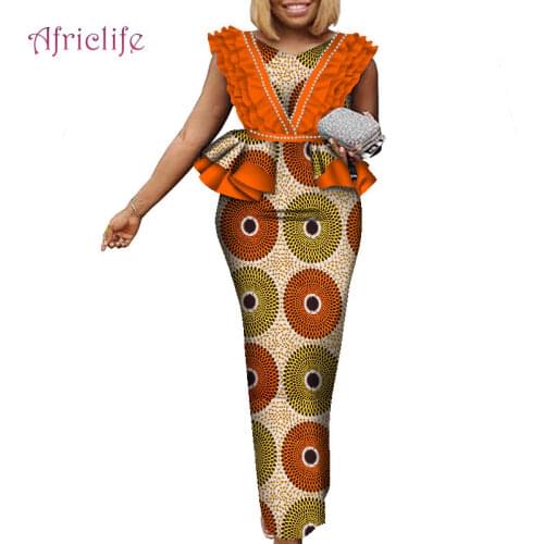African Long Dresses For Women Elegant Popular Birthday Party Dashiki Print Slim Lovely Lady Clothing Plus Size Custom WY081