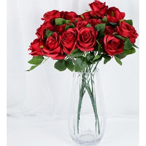 10 Heads Rose Bouquet Red Pink White Silk Artificial Flowers for Wedding Decoration Bride Bouquets for Home Wedding Arrangement