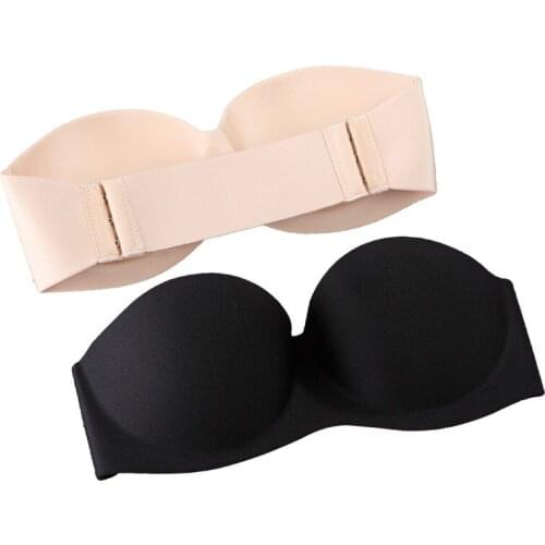 Push Up Bra Strapless Womens Underwired 1/2 Cup Back Band Invisible bra dress party wedding Bra gather breast Sexy Lingerie bra