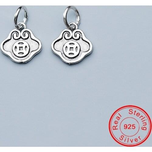 UQBing Fashion Solid 925 Sterling Silver Coin Lock Shape Charms For Diy Personalized Necklace and Bracelet Free shipping