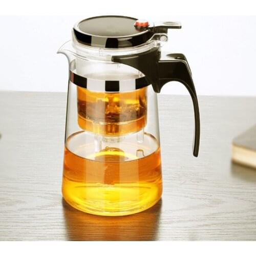 One Button Filter Convenient Teapot High Quality Heat Resistant Glass Teapots Indoor Office Puer Coffee Teaware with Strainer