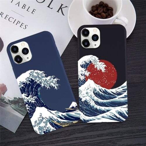 The Big Wave of Kanagawa Phone Case For iPhone 11 Pro 12 XS MAX SE20 XR 7 X 8 6Plus Surf Ocean Shockproof Soft Matte Cover Coque