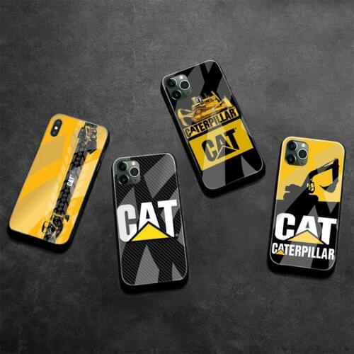 Caterpillar logo Phone Case Tempered Glass For iPhone 12 pro max mini 11 Pro XR XS MAX 8 X 7 6S 6 Plus SE 2020 case
