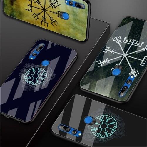Viking Vegvisir Odin Nordic Tempered Glass Phone Case For Huawei honor 8X 9 10i 20i 20Lite 20Pro 30 Pro Cover Shell