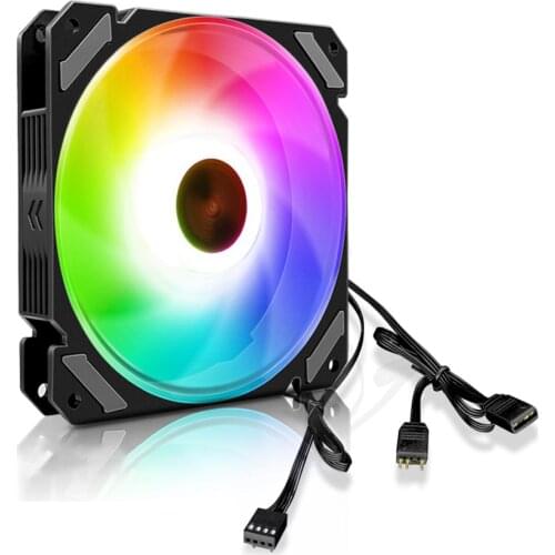 COOLMOON CPU 120mm PC Computer Case Fan Ultra-Quiet ARGB 4-Pin Radiator PWM Temperature Control Case Cooler Adjusts Fan Speed