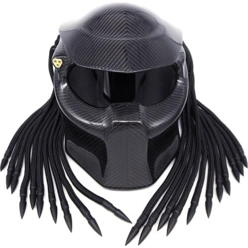 Black motorcycle full helmet male predator motorcycle helmet retro braid predator carbon fiber