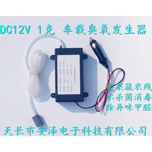 DC12V 1g vehicle-mounted tube ozone generator, water and air purification, fruit and vegetable disinfection, formaldehyde odor