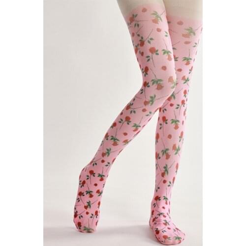 Elegant Small Pink Print Pantyhose Body Stocking Thigh Chaps One Size Legging